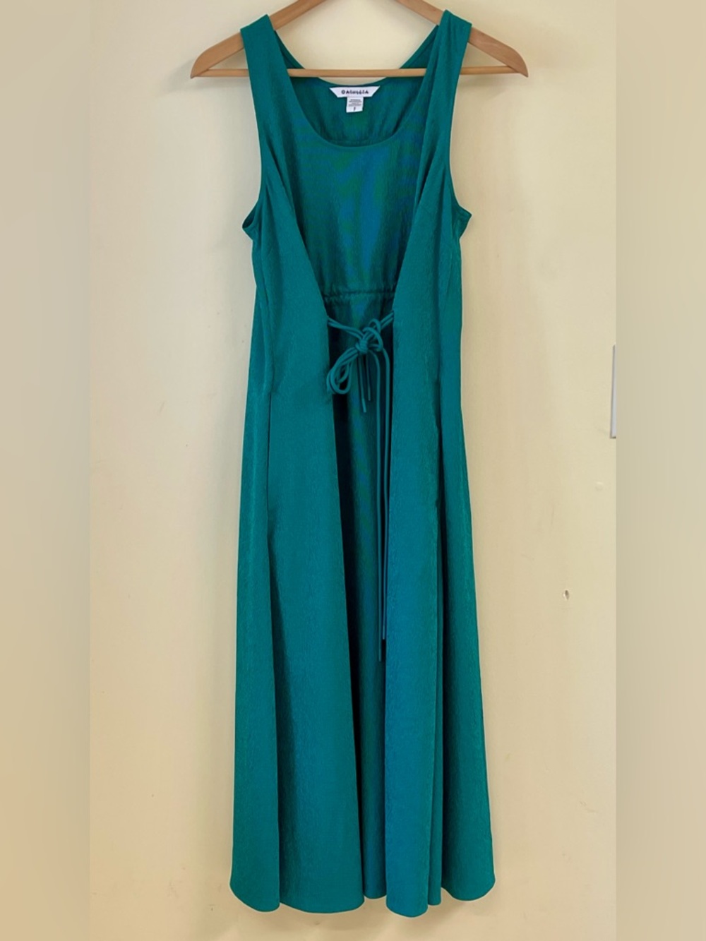 Athleta Teal Textured Midi Dress Small Sleeveless Pockets